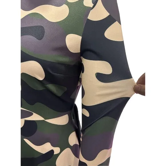 Plus Size Maxi Dress Stretch Self Tie Pockets A-Line Casual Dress - Picture 4 of 5